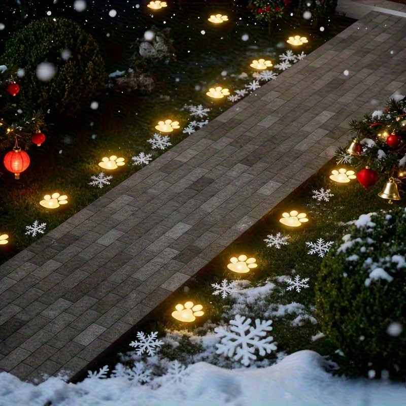 CIMMELO 6pcs Outdoor Christmas Lawn Lights with Solar Panel