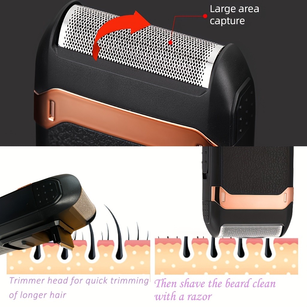 FEIYBA 2-in-1 USB Electric Shaver with Pop-Up Trimmer Long-Life Wet & Dry Razor for Smooth, Portable Grooming