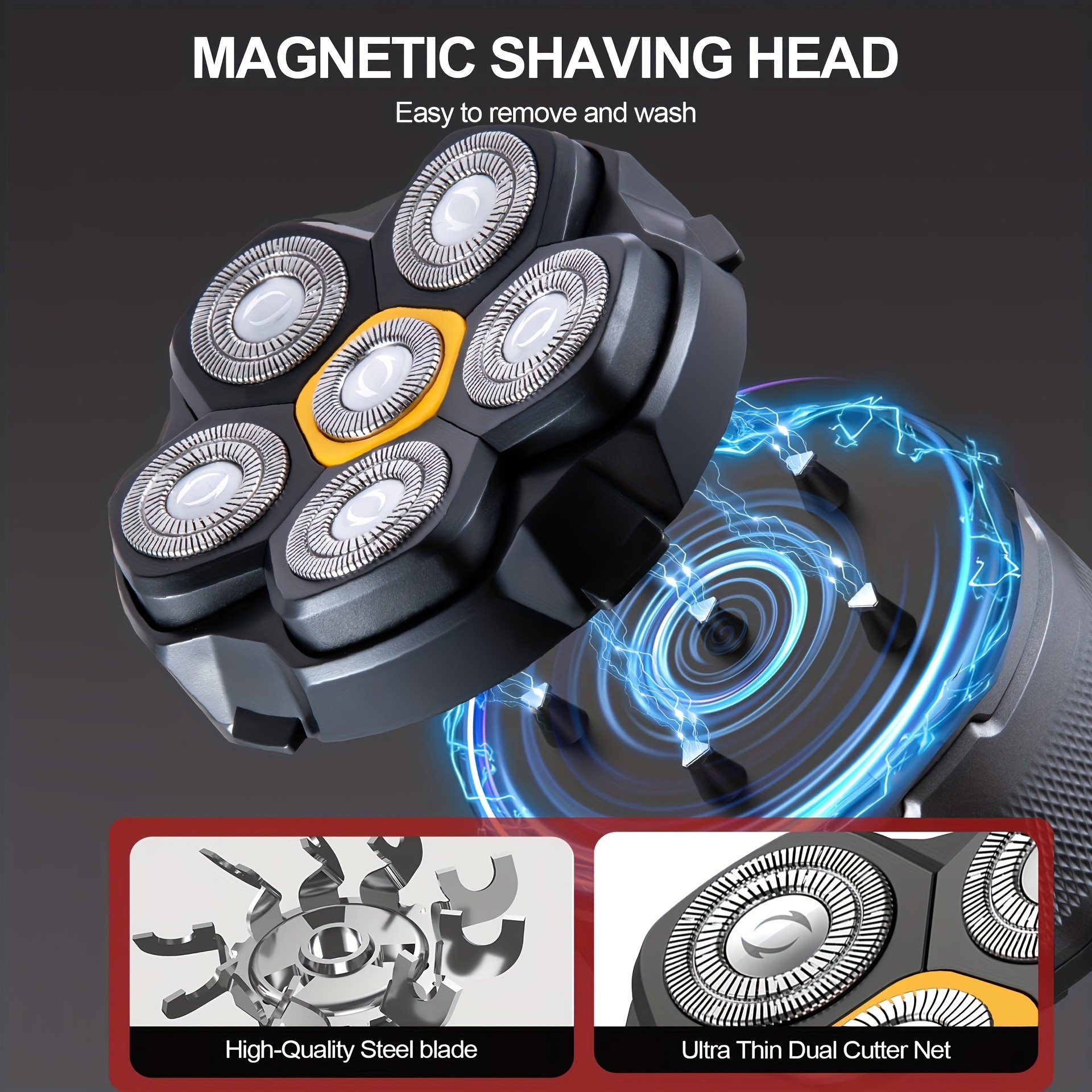 FEIYBA 6-Speed Cordless Electric Shaver with Spare Blade Mesh Long-Life USB Razor for Smooth, Powerful Mens Grooming