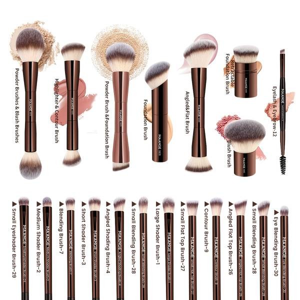 MAANGE 21pcs Professional Makeup Brush Set Complete Face & Eye Brush Kit with Flannel Bag Foundation Contour Powder Blush Eyeshadow Eyebrow Brushes Portable Travel Set Mothers Day Gift