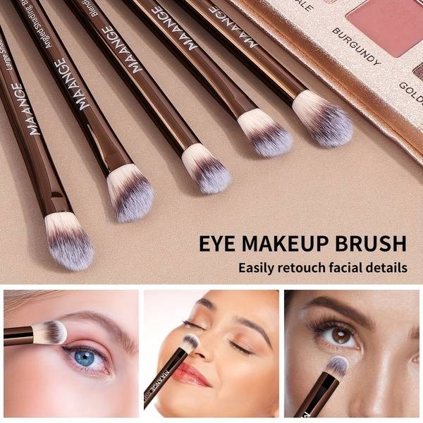 MAANGE 21pcs Professional Makeup Brush Set  Complete Face & Eye Brush Kit with Flannel Bag Foundation  Contour  Powder  Blush  Eyeshadow  Eyebrow Brushes  Portable Travel Set  Mothers Day Gift