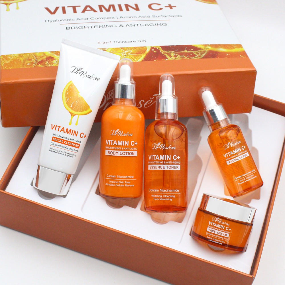 Dr. Roseva Vitamin C+ Skincare Set Complete Brightening and Anti-Aging Routine