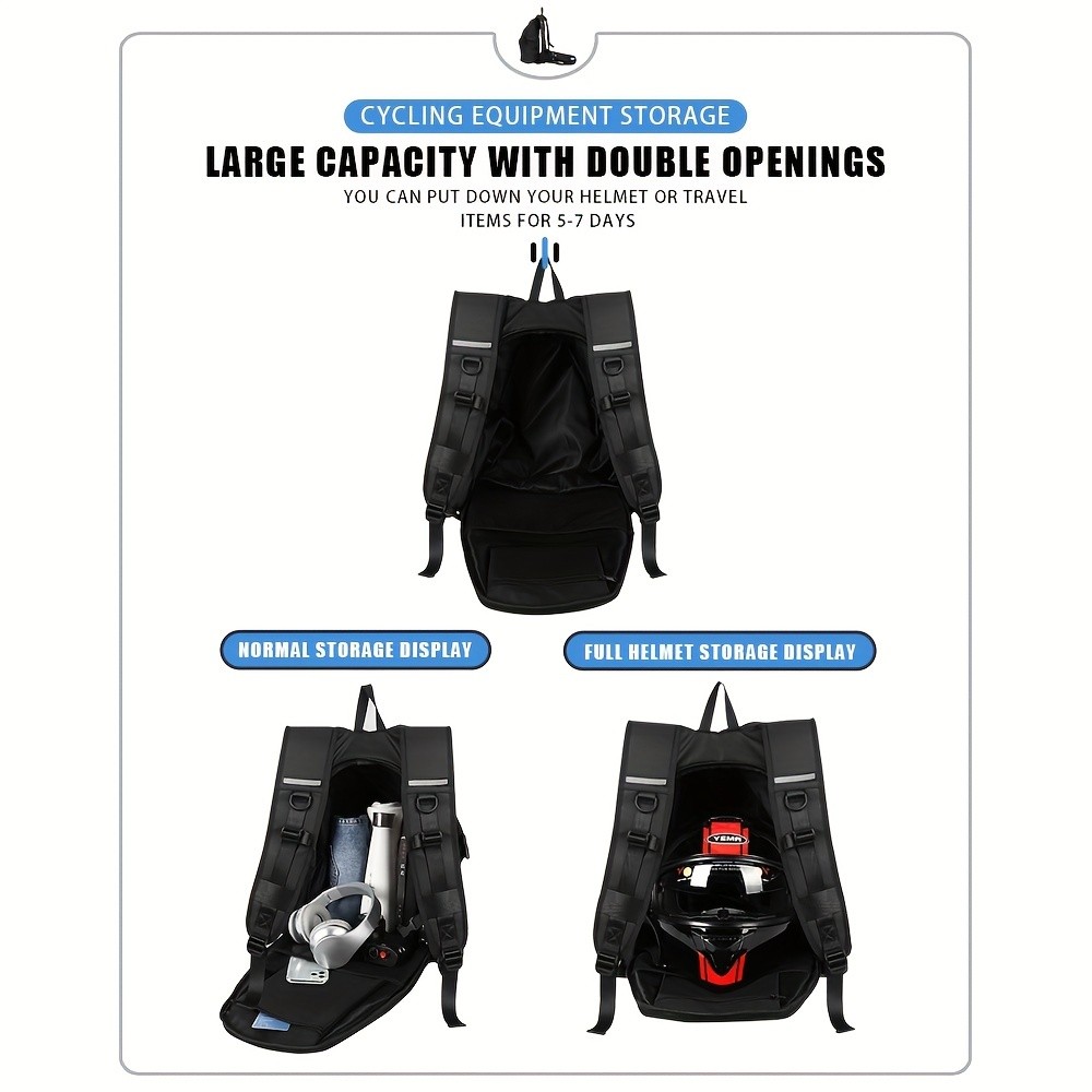 Black Soft Shell Zippered Helmet Backpack with Utility Pocket