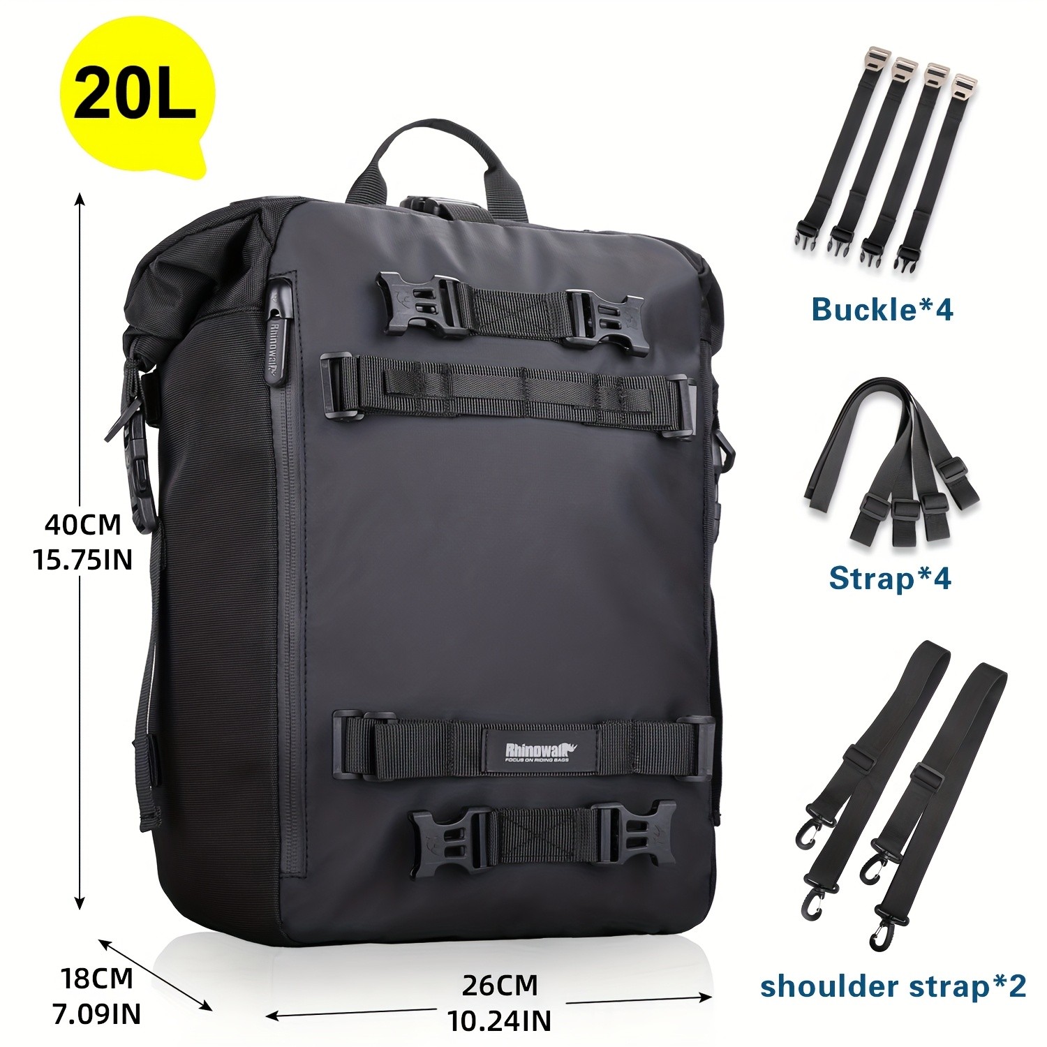 Rhinowalk Motorcycle Saddle Bag 10L / 20L / 30L