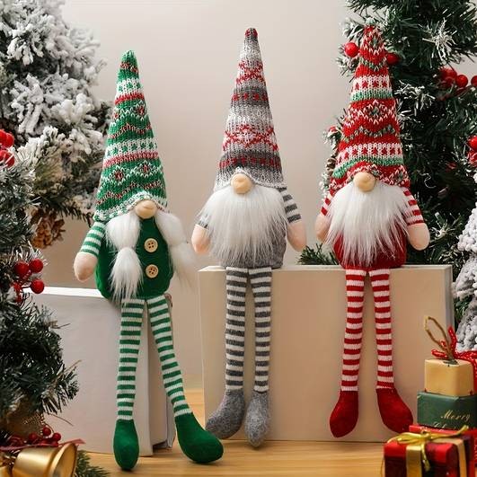 Nordic Rustic Christmas Gnome Doll Ornament  Classic Holiday Charm for Every Space
