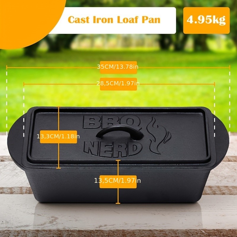 Loaf Pan with Lid  Cast Iron Bread Pan Toast Box Bakeware with Handles