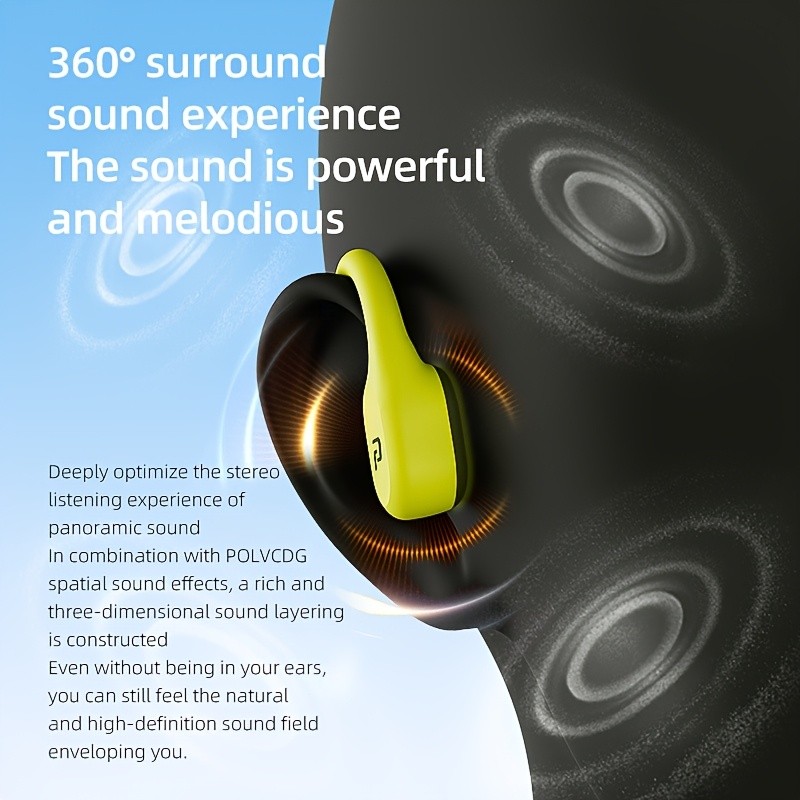 POLVCDG 2025 Upgraded X9 Wireless Bone Conduction Headphones: High-Quality Open-Ear Sports Earbuds