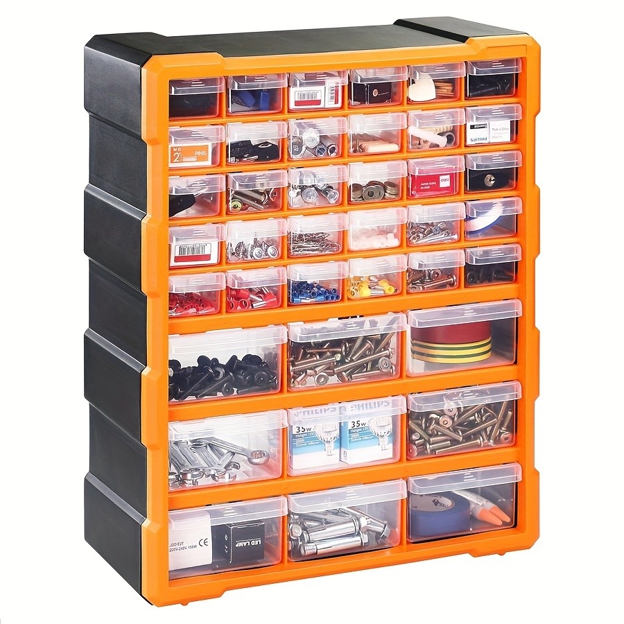 39-Drawer Heavy-Duty Plastic Parts Storage Cabinet