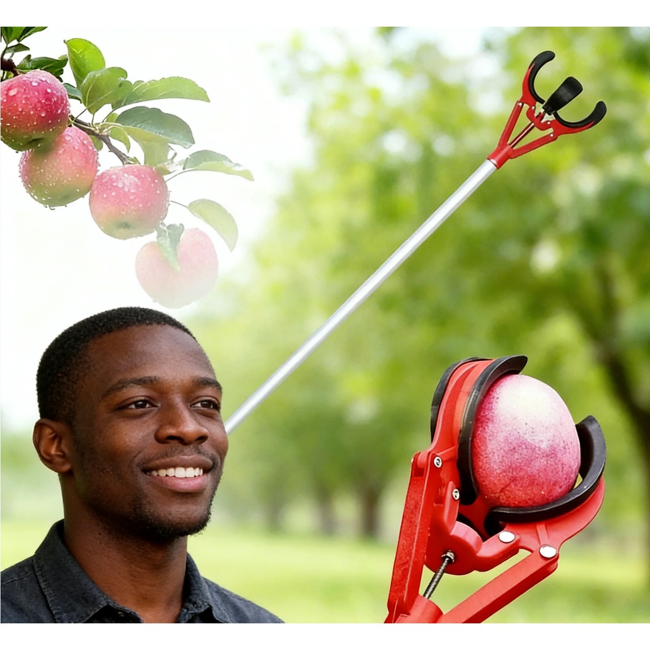 Tall Fruit Picker with Basket and Support Frame Universal Type