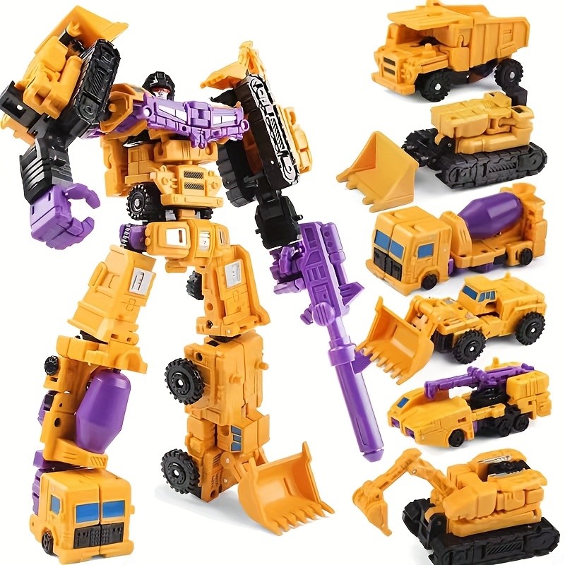1 Set of 6-in-1 Engineering Team Transformer Mecha | Dual-Form Transformation