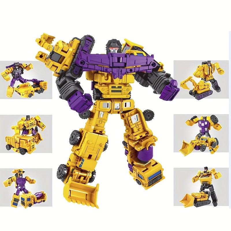 1 Set of 6-in-1 Engineering Team Transformer Mecha | Dual-Form Transformation