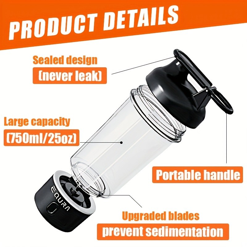 eQUra 750ml Pulse Electric Blender Cup Dual-Mode Portable Protein Shaker & Smoothie Maker for Active NZ Lifestyles