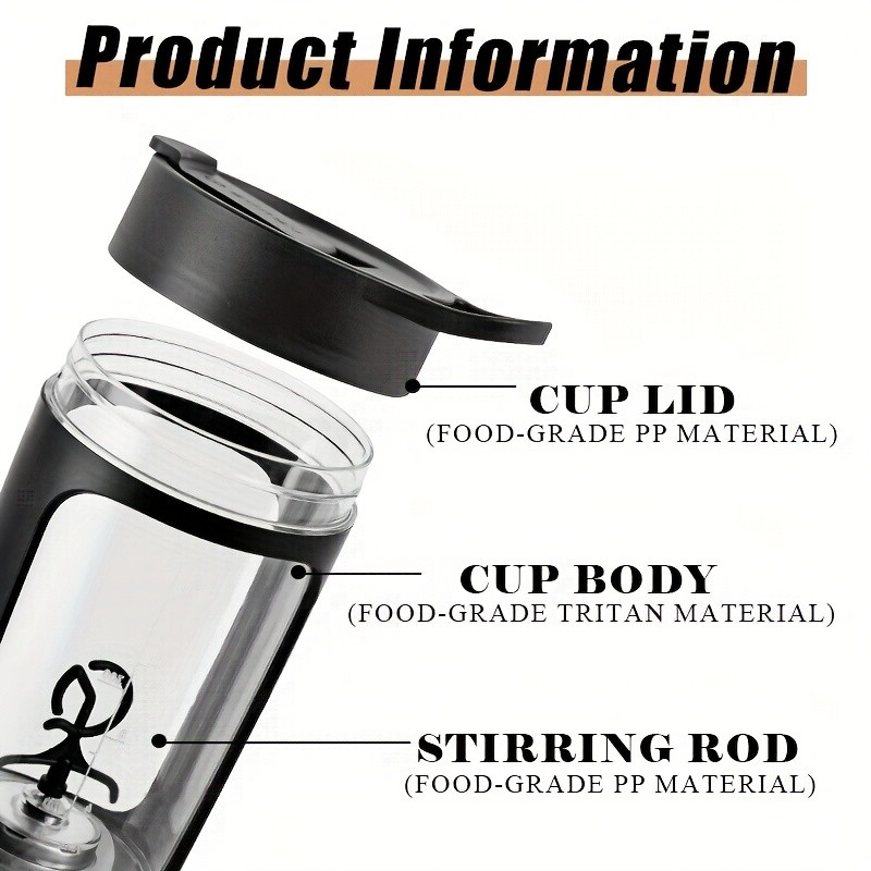 eQUra 650ml Automatic Blender Cup USB Rechargeable One-Button Mixer for Protein & Coffee Powders with Gift-Ready Design
