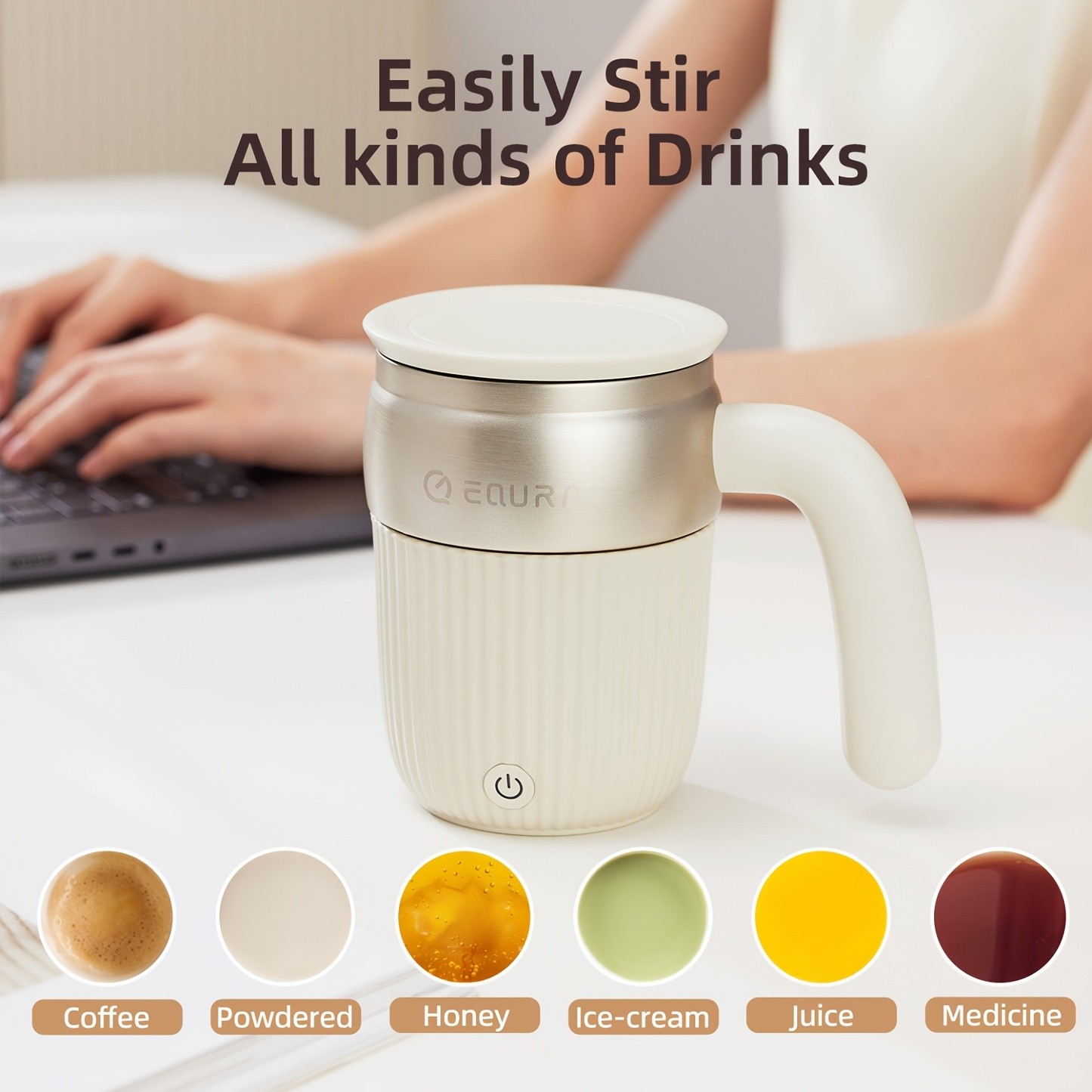 eQUra 450ml Automatic Magnetic Stirring Cup 316 Stainless Steel Self-Mixing Coffee & Milkshake Mug (2025 Gift Edition)