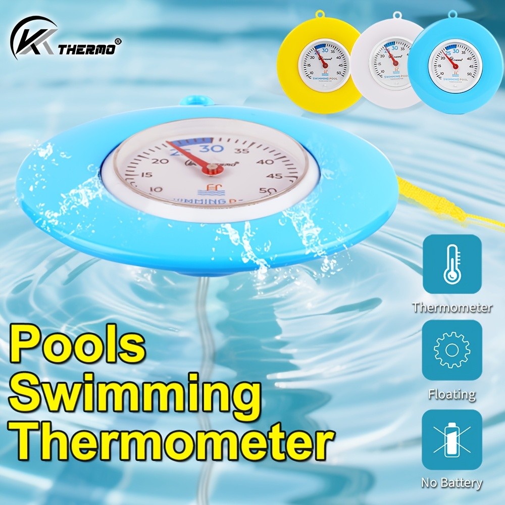KT THERMO Floating Pool Thermometer Easy-Read Celsius Dial with Rope & Suction Cup for Pools, Spas & Hot Tubs