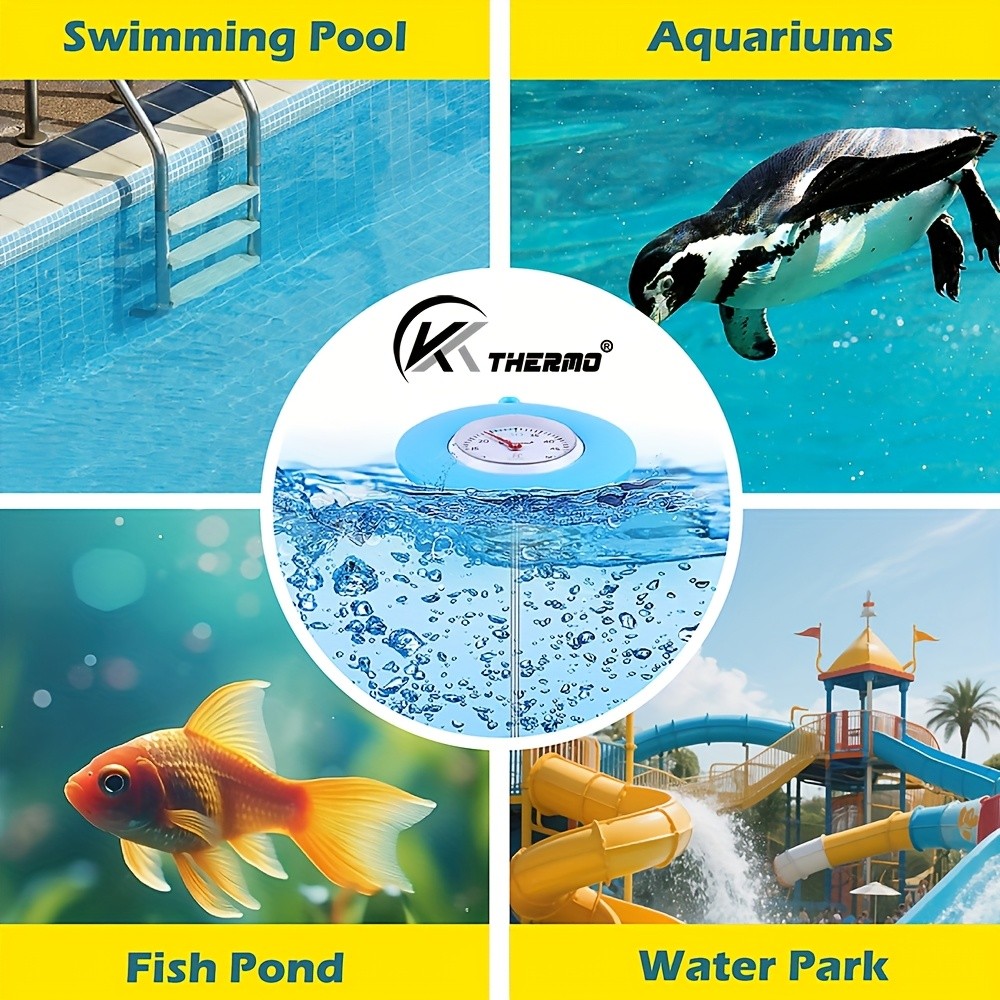 KT THERMO Floating Pool Thermometer Easy-Read Celsius Dial with Rope & Suction Cup for Pools, Spas & Hot Tubs