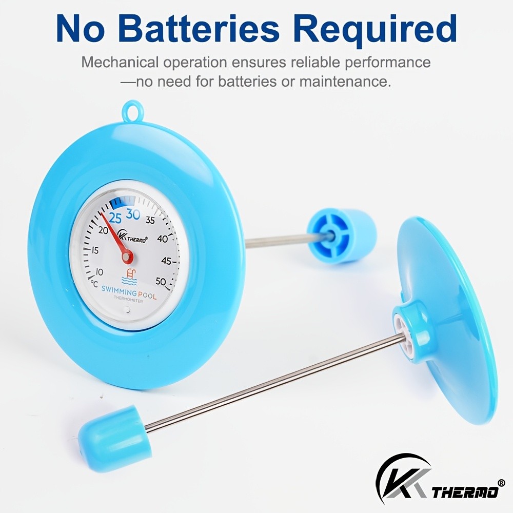 KT THERMO Floating Pool Thermometer Easy-Read Celsius Dial with Rope & Suction Cup for Pools, Spas & Hot Tubs
