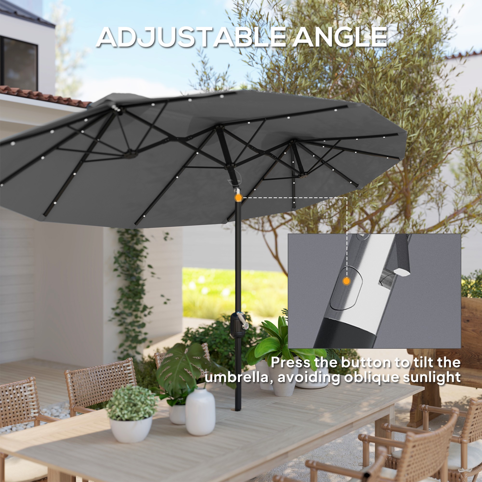 Patio Umbrella With Solar Light