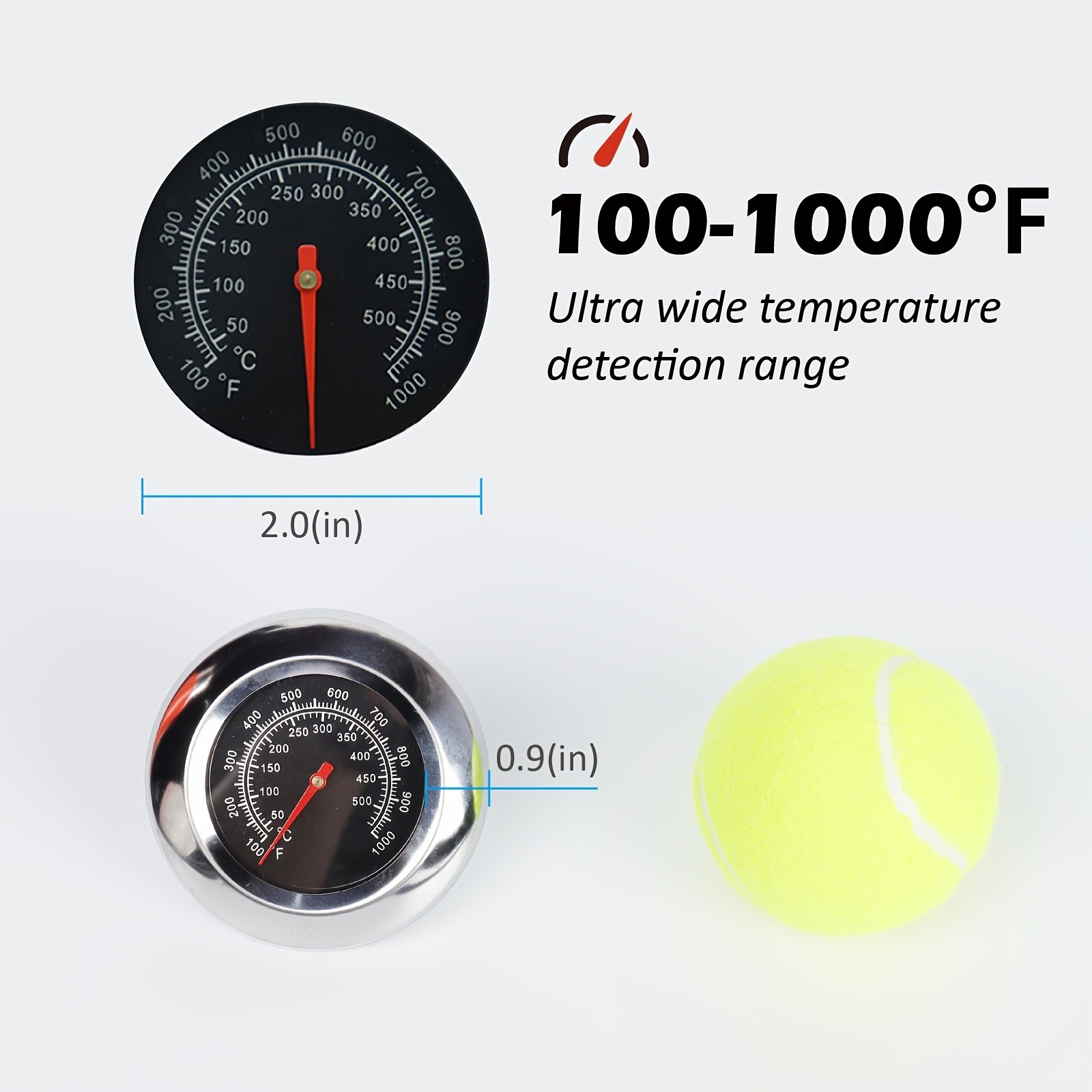 KT THERMO 7.62cm Stainless Steel Grill Thermometer Precision BBQ & Smoker Temperature Gauge for Outdoor Cooking