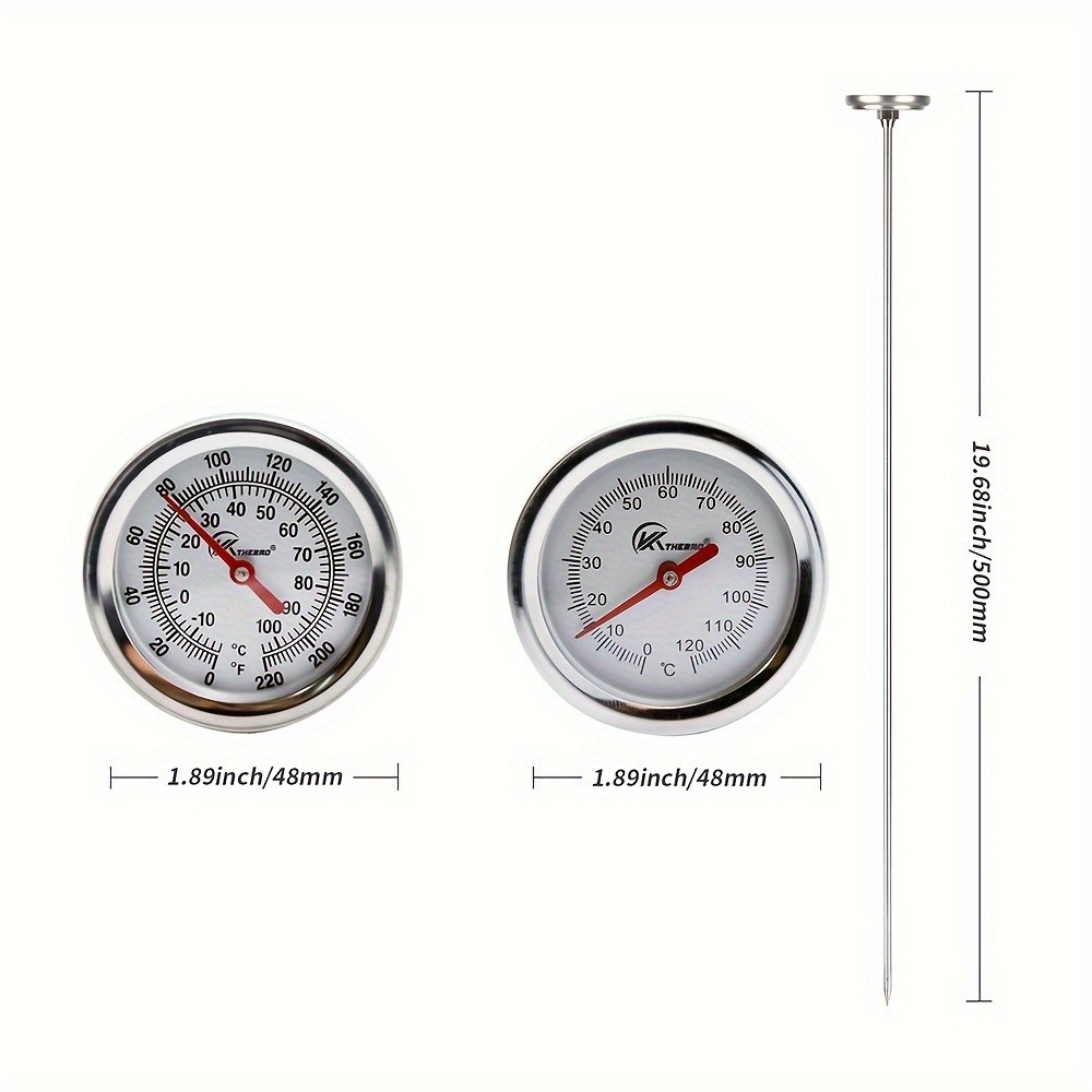 KT THERMO 50cm Stainless Steel Compost & Soil Thermometer Long-Probe C/F Gauge for Gardening, Farming & Outdoor Planting