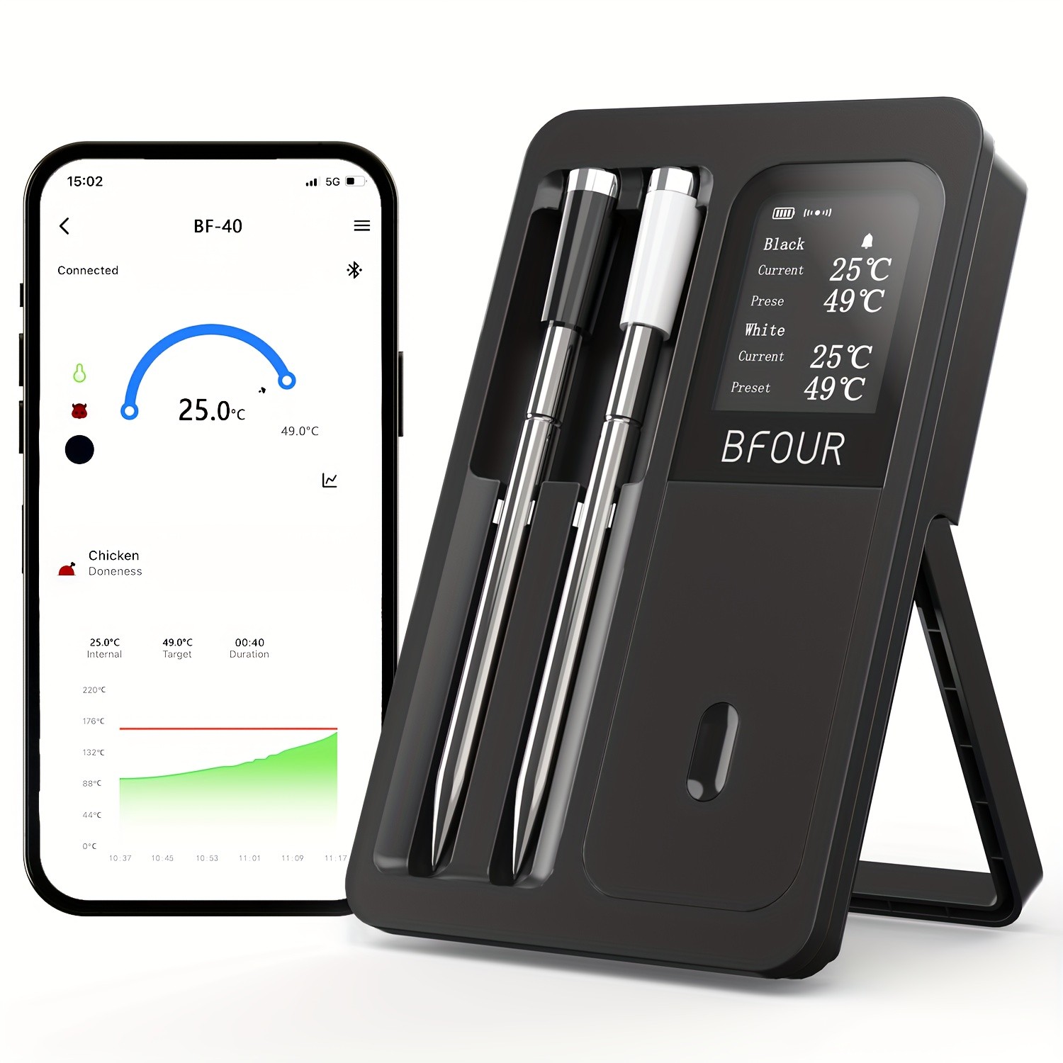 BFOUR Wireless 2-Prong Meat Thermometer