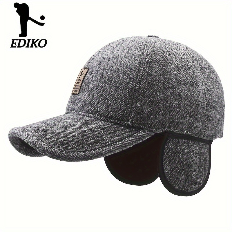 EDIKO Men's Winter Baseball Cap with Ear Flaps
