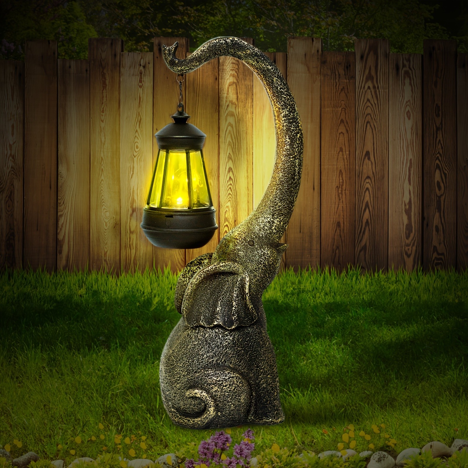 Solar Garden Elephant Statues