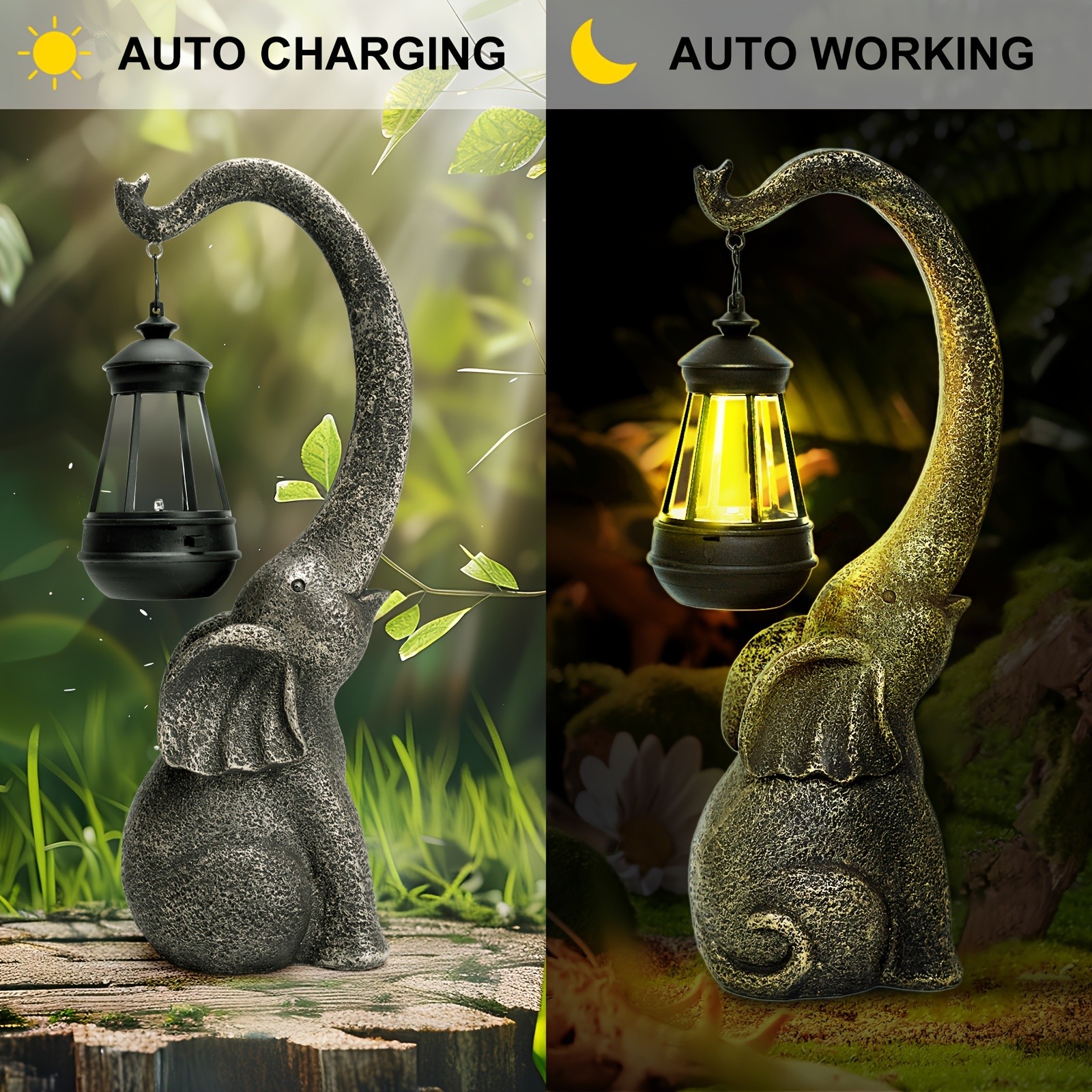 Solar Garden Elephant Statues