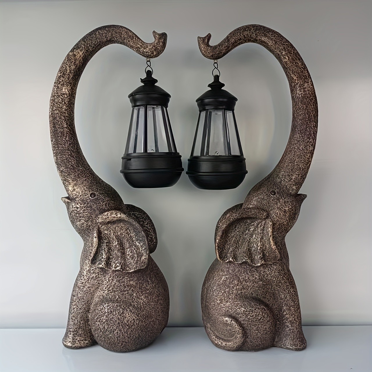 Solar Garden Elephant Statues