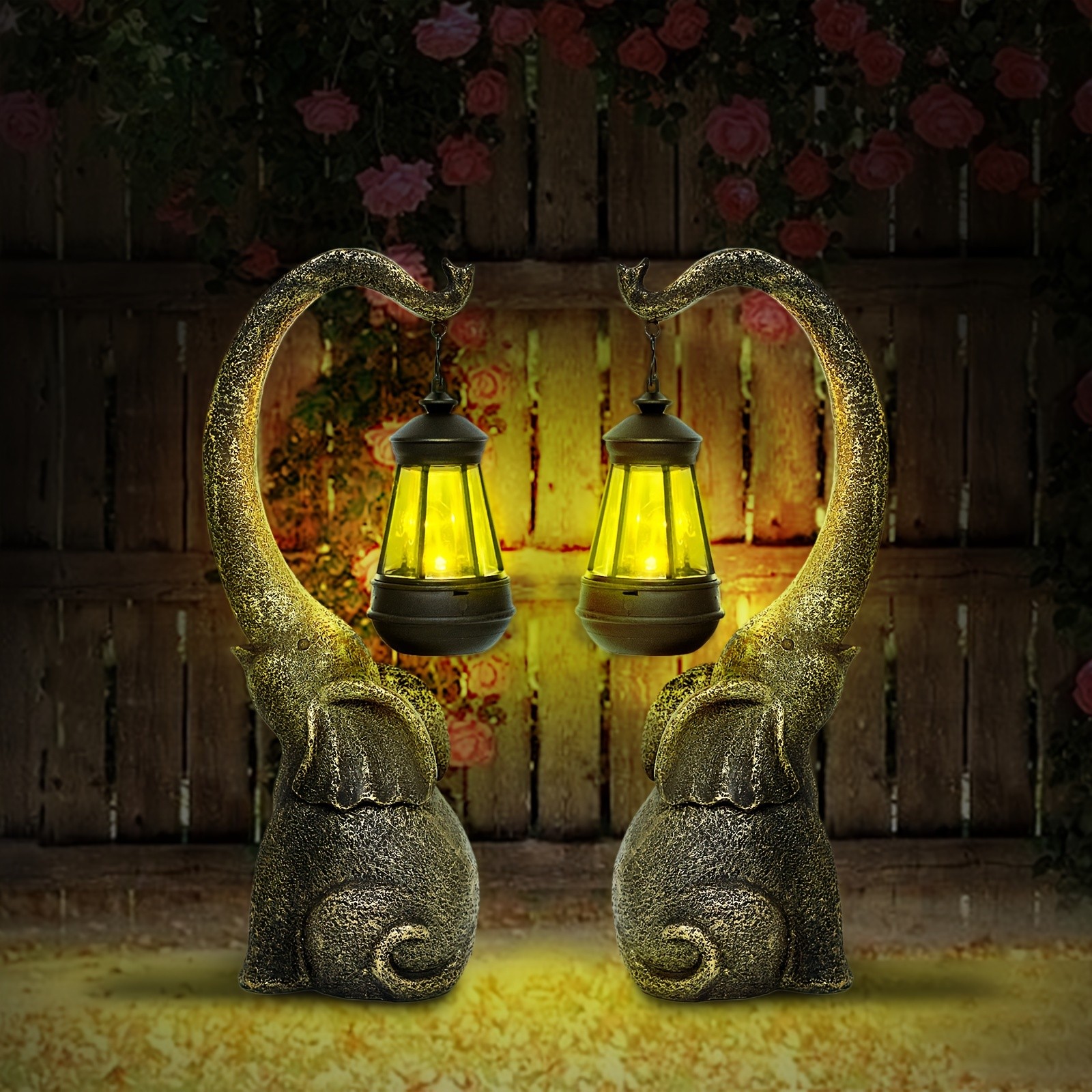 Solar Garden Elephant Statues