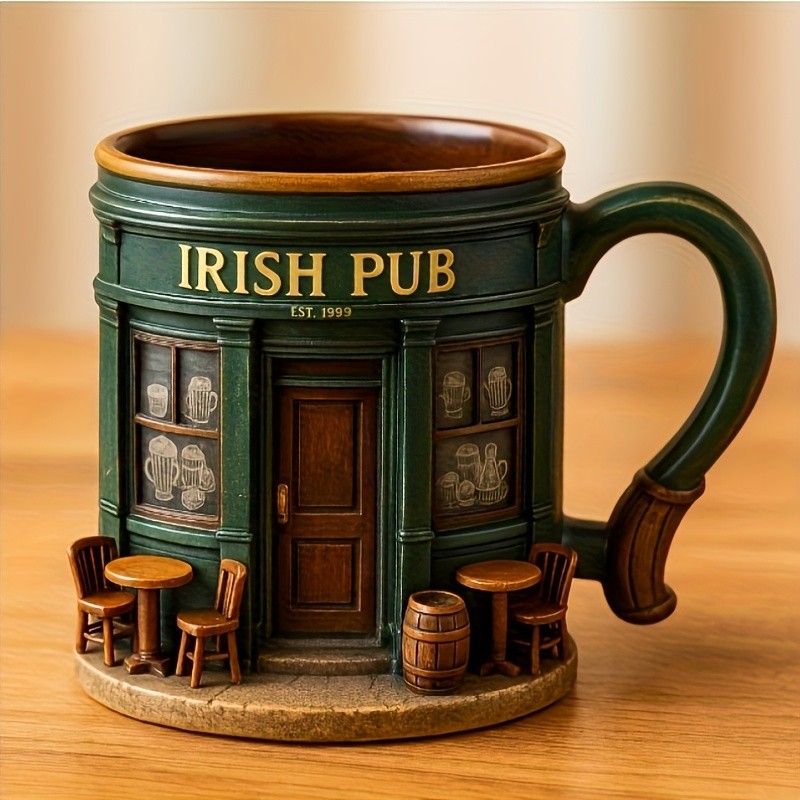 Irish Tree Mug  Stainless Steel & Resin Cup with Shamrock Charm
