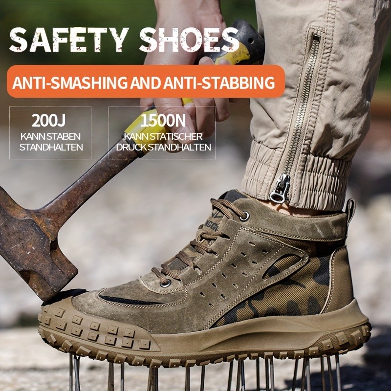 DINGGU Mens Heavy-Duty Steel Toe Safety Shoes