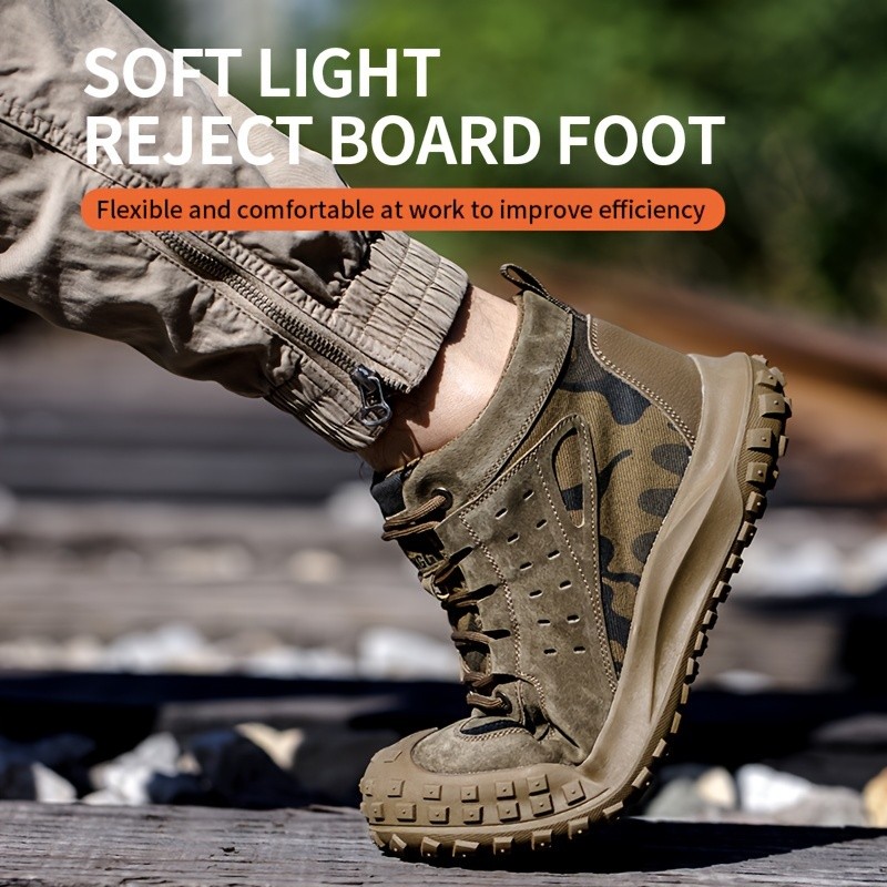 DINGGU Mens Heavy-Duty Steel Toe Safety Shoes