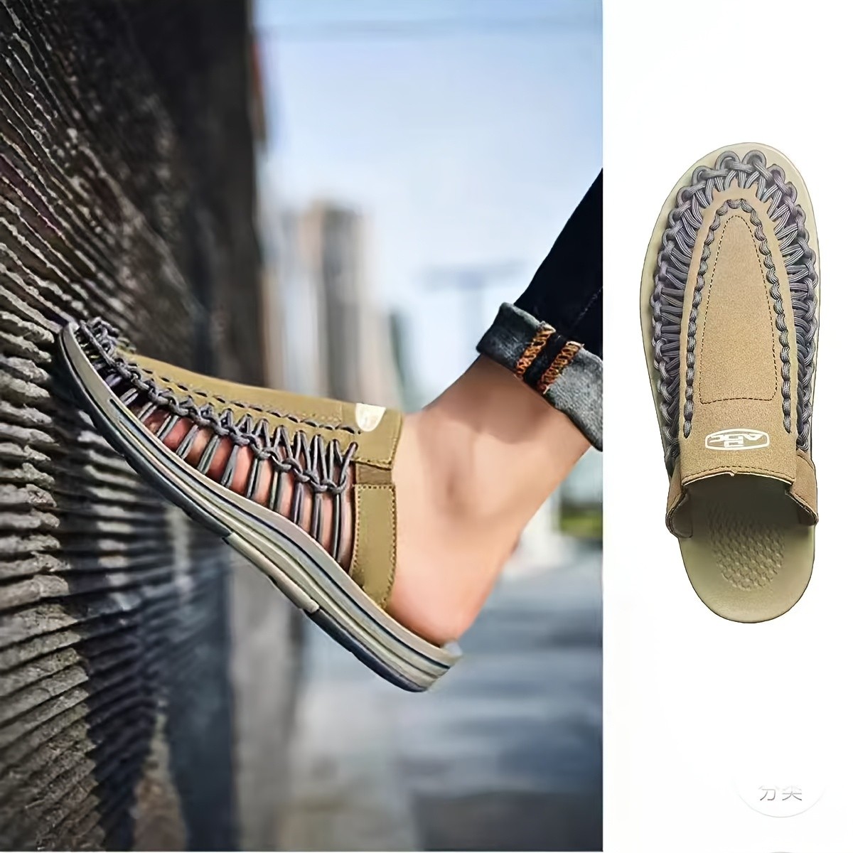 Men's Handmade Woven Slippers for Outdoor Leisure