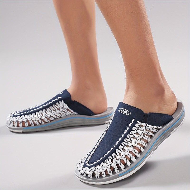 Men's Handmade Woven Slippers for Outdoor Leisure
