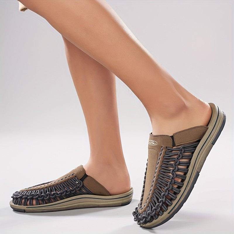 Men's Handmade Woven Slippers for Outdoor Leisure