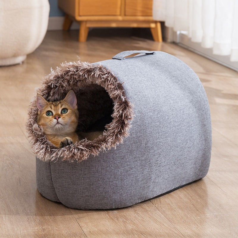 Winter Warm Pet Bed  Enclosed Soft Cave for Dogs & Cats