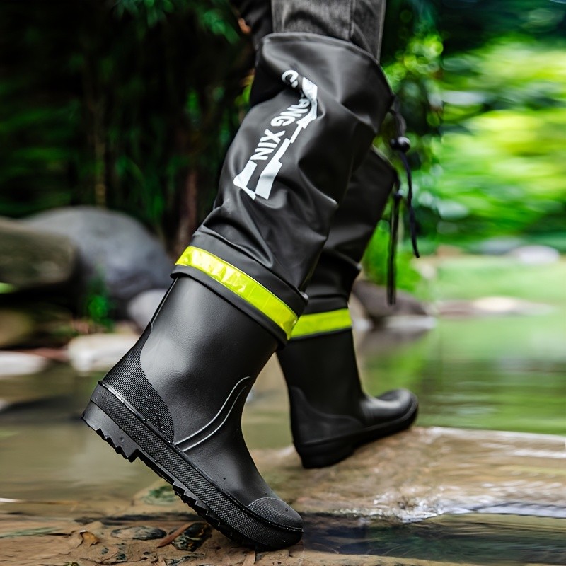 DTLCPX Mens Waterproof High-Top Rain Boots