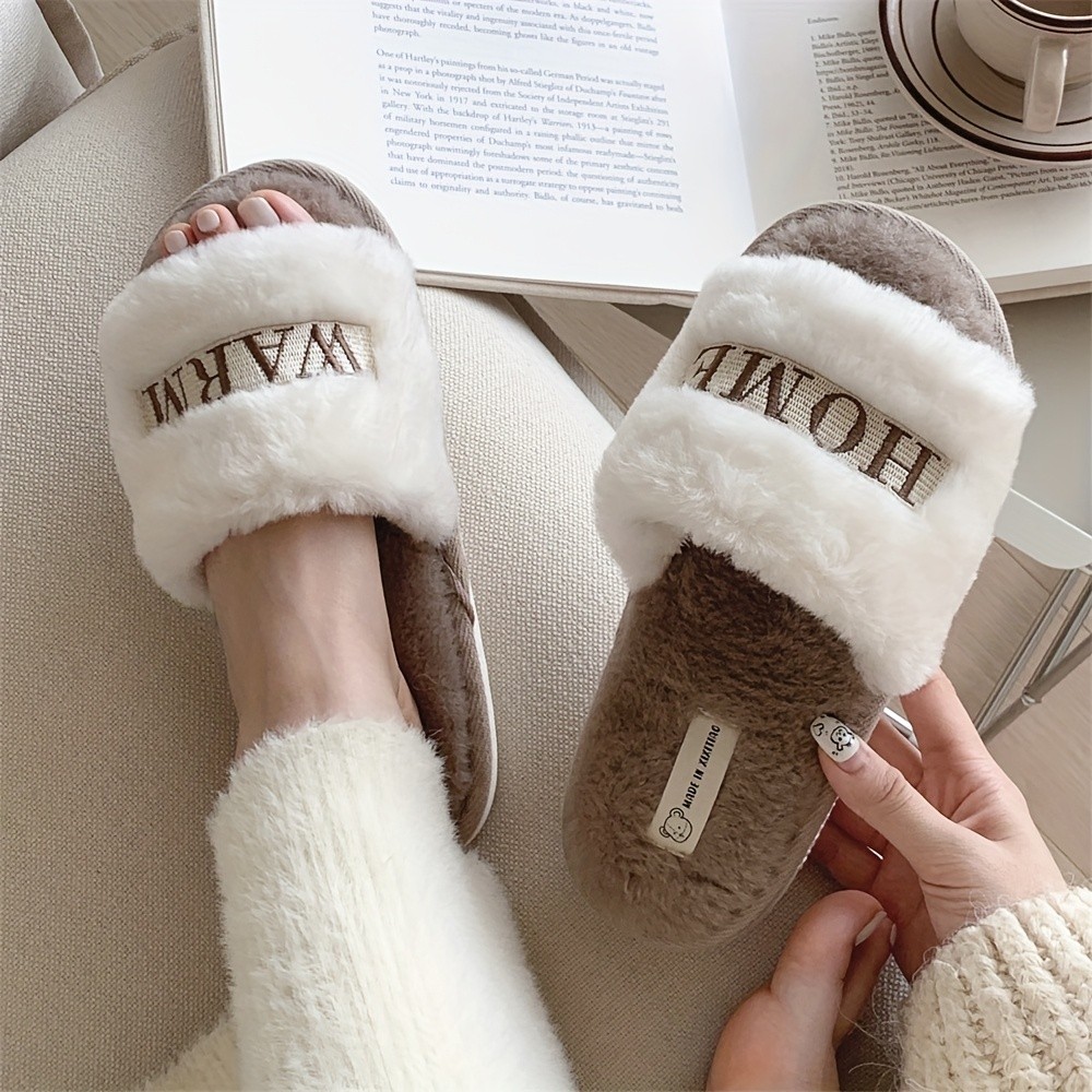 XIXITIAO Stylish and Minimalist Home Fluffy Slippers for Women