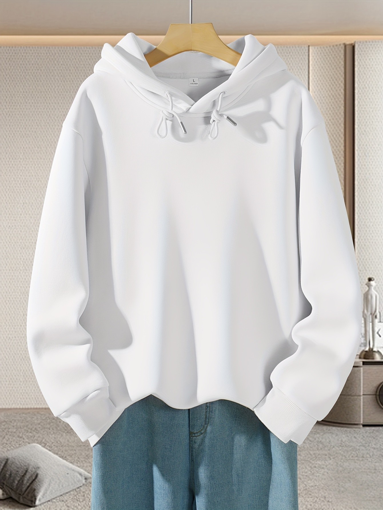 JEANSWEST Mens Solid Color Hooded Sweatshirt
