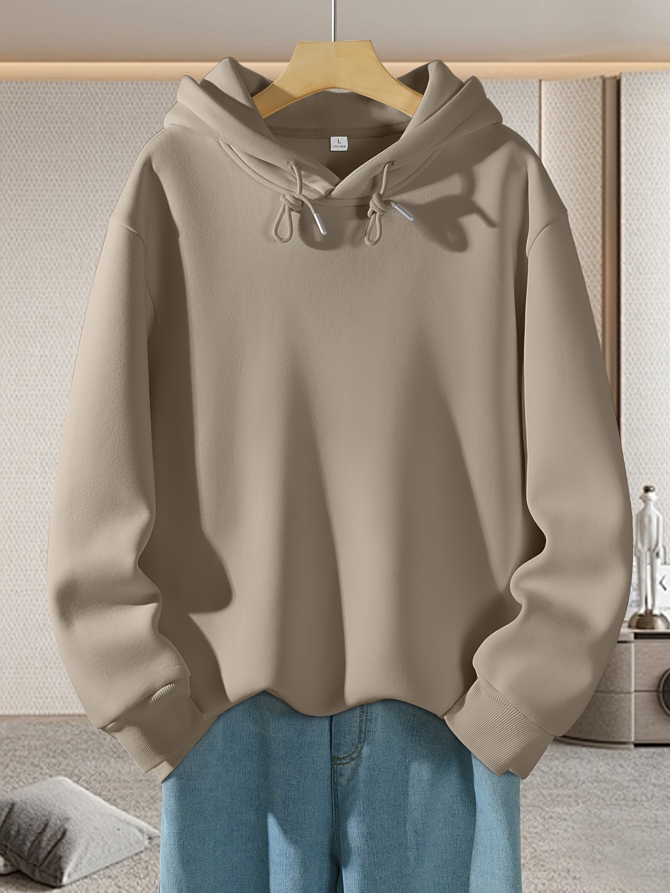 JEANSWEST Mens Solid Color Hooded Sweatshirt