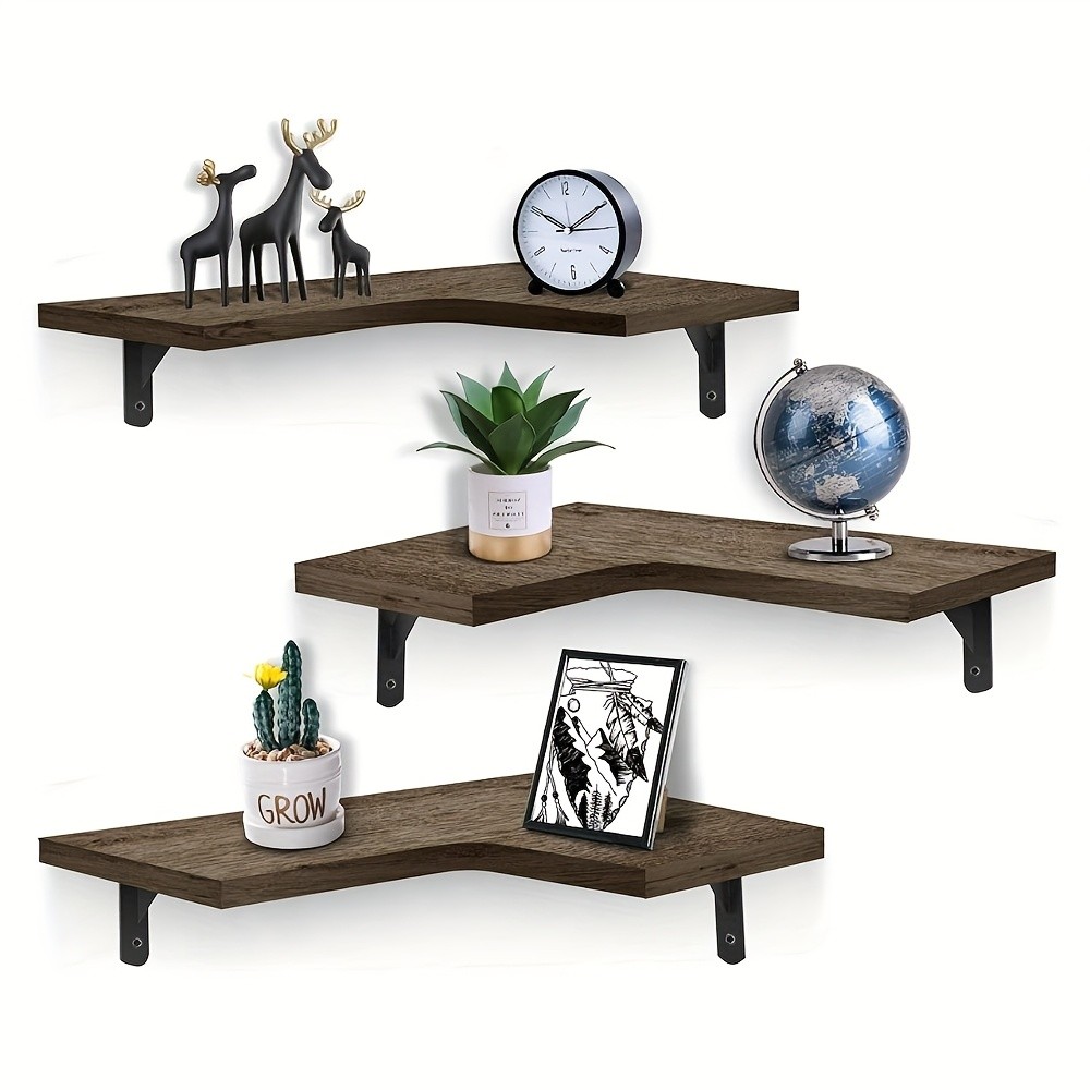 Set Of 3 Corner Floating Shelves