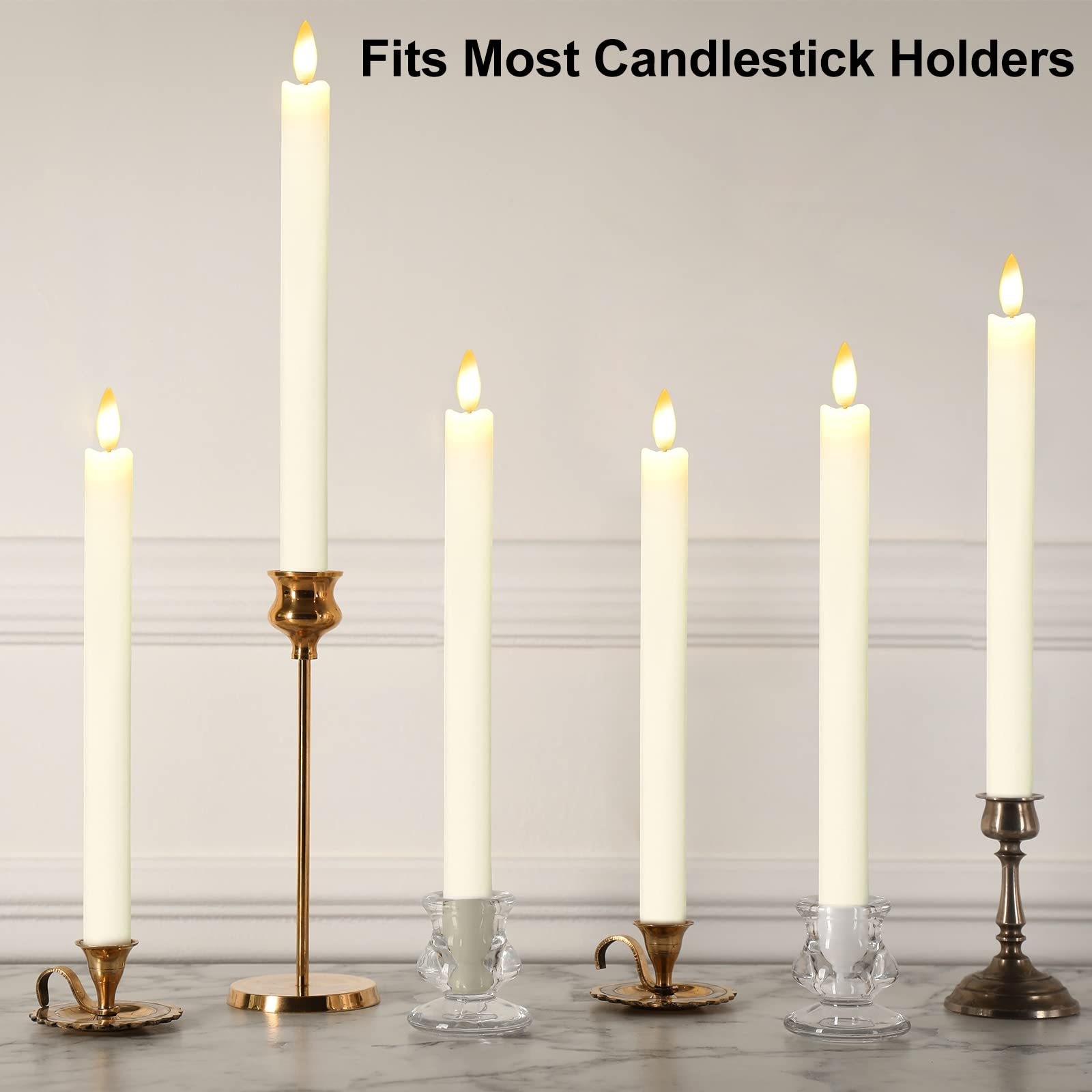 6pcs Flameless LED Cone Candles with Remote Control & 9.6-Inch Timer
