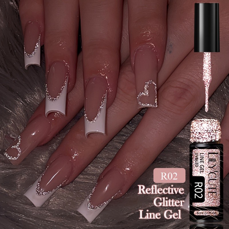 LILYCUTE 5ml Super Bright Reflective Glitter Colorful Liner Nail Gel Polish