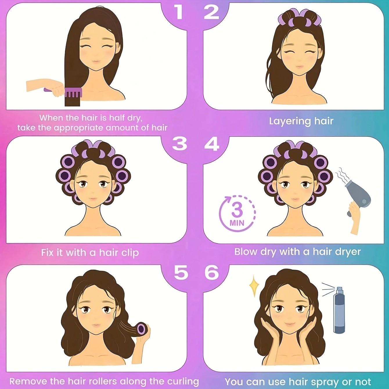 THCBME 18pcs Set of Large Hair Curls with Clips