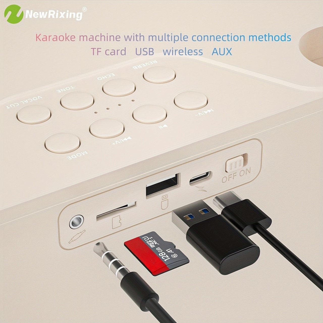 NewRixing Wireless Karaoke Speaker with 2 Microphones
