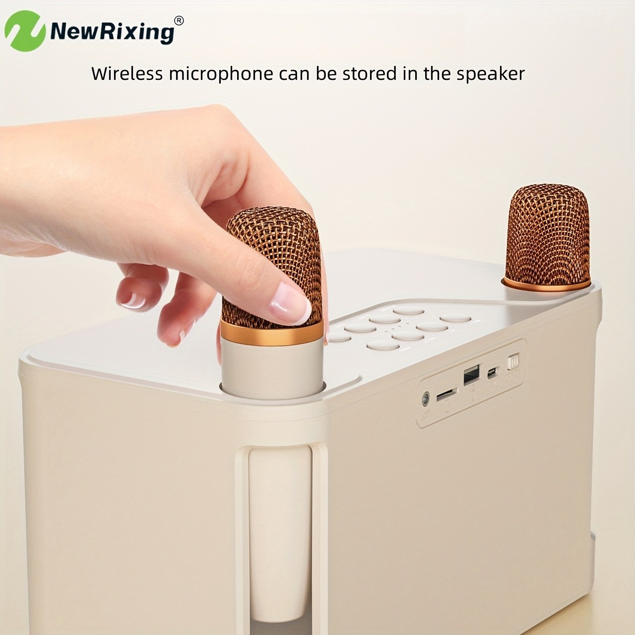NewRixing Wireless Karaoke Speaker with 2 Microphones