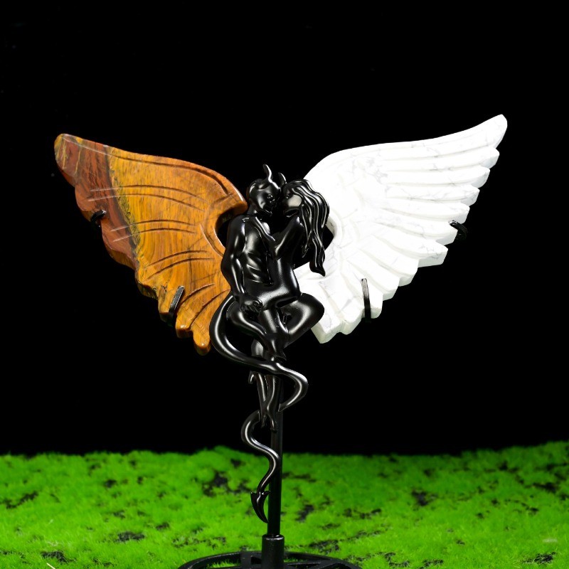 CRYSTALHOLA Boho Style Angel & Demon Wing Sculpture