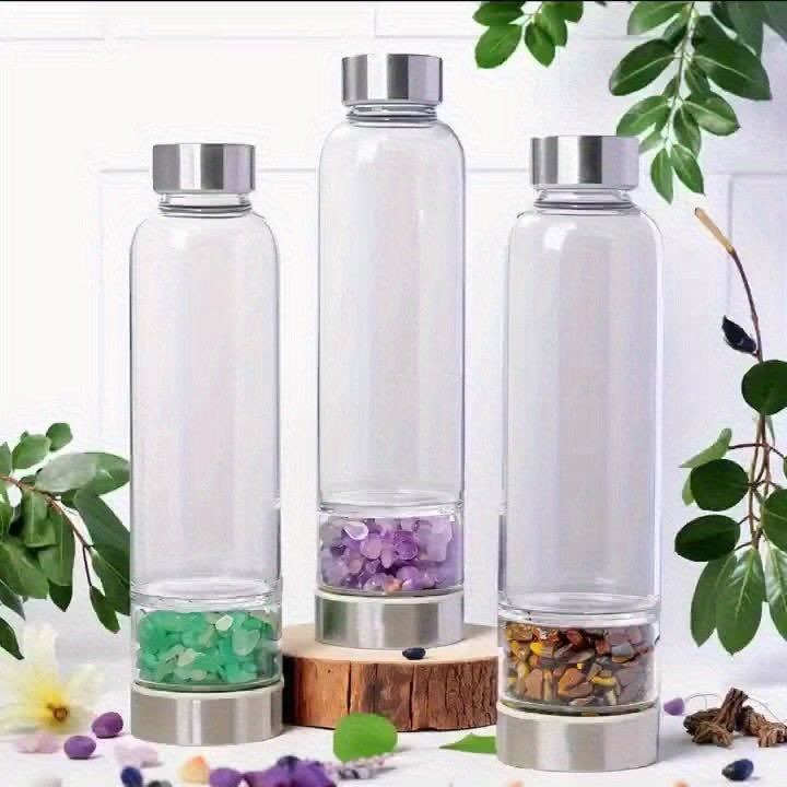 Glass Cup with Fragments and Leak-Proof Lid