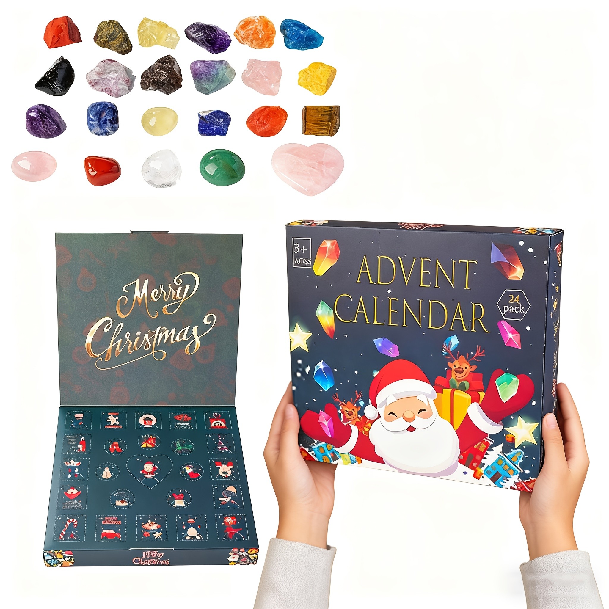 Christmas-Themed Gift Box with 24 Crystal Stones